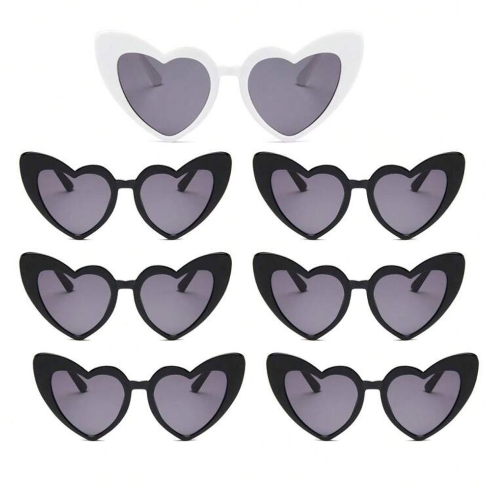 7 piece set: bride & bridesmaid heart shaped sunglasses BLACK